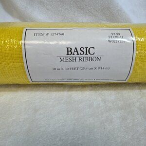 Yellow Basic‎ Mesh Ribbon 10 in x 30 Feet Hobby Lobby Floral Crafts